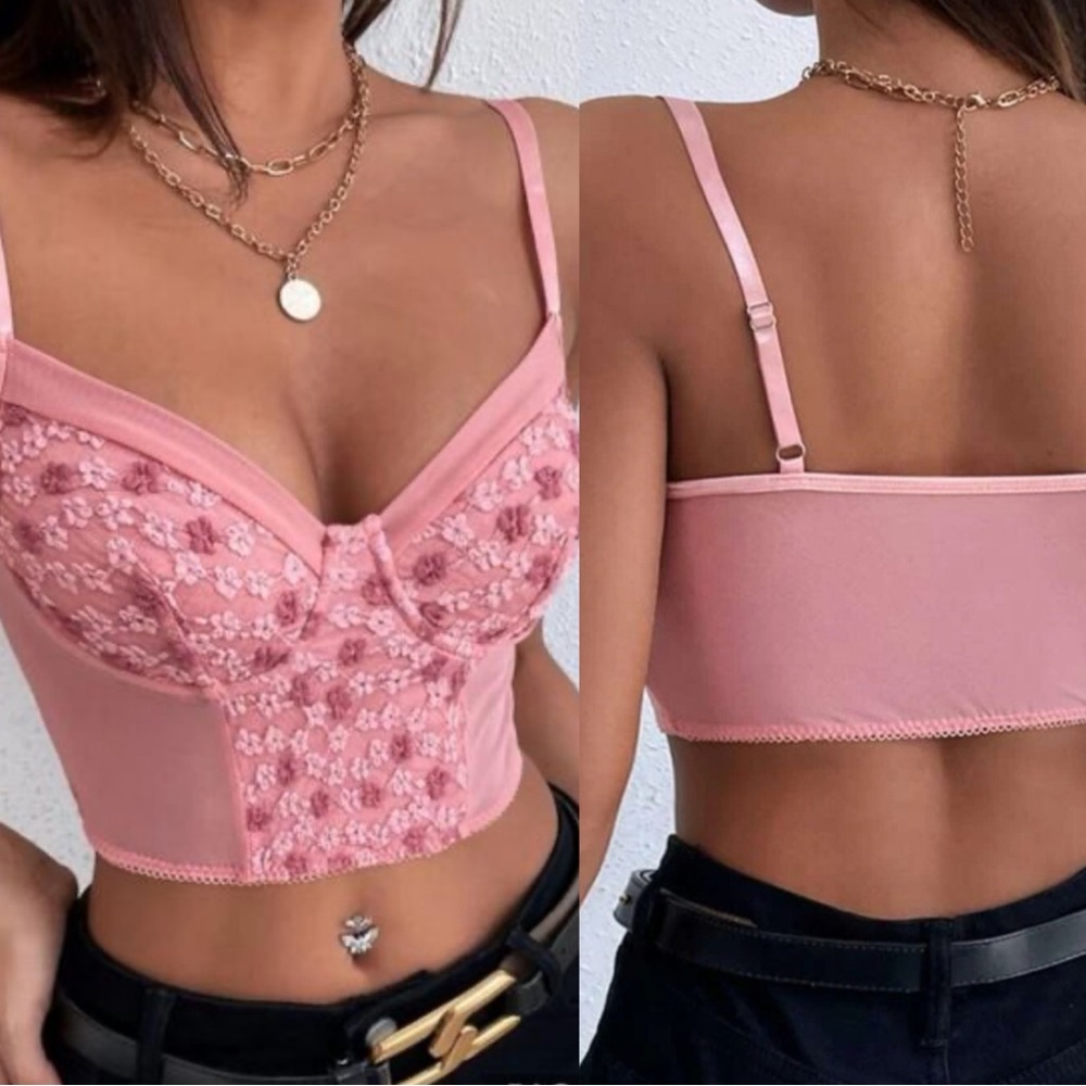 Pink Floral Spaghetti strap Top - Picture 12 of 12